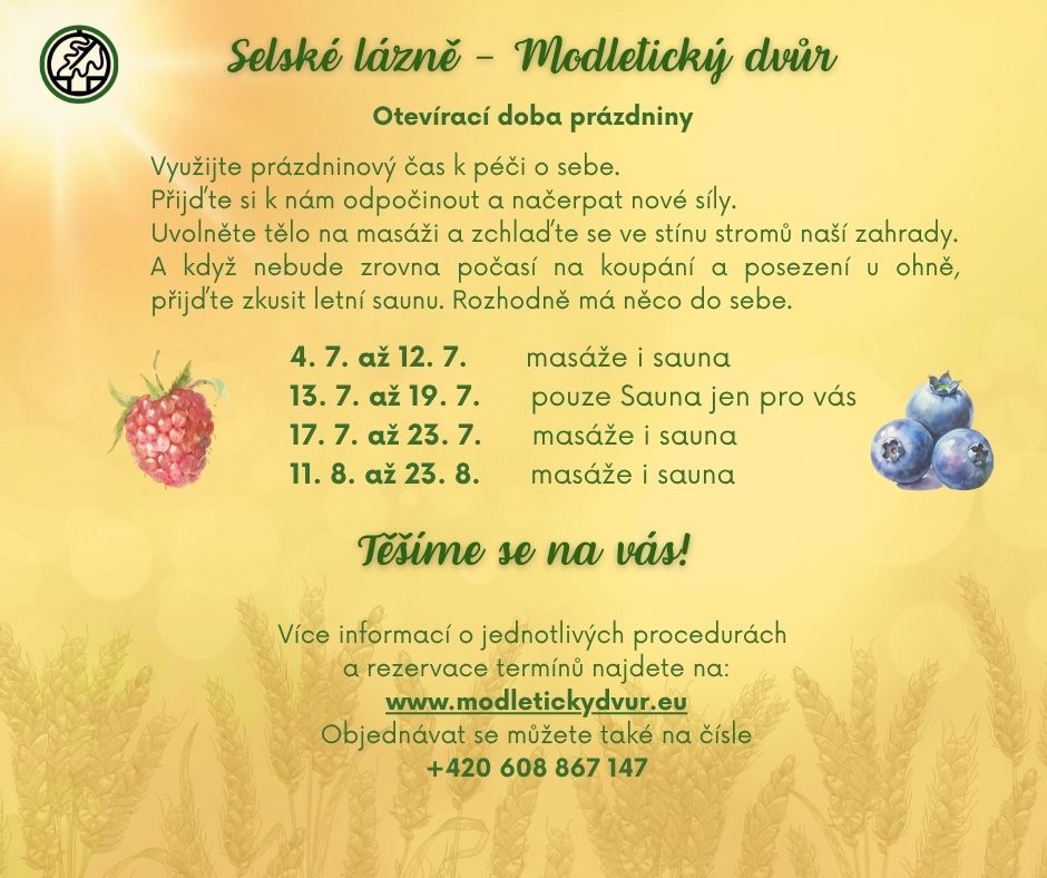 Otevírací doba o letních prázdninách